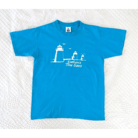 Lee Other - Vintage Lee Heavy Weight Cotton USA Made Easthams Three Sisters Lighthouse Tee L